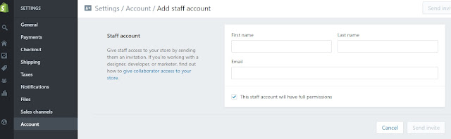 To add new staff accounts to Shopify - virtual assistants