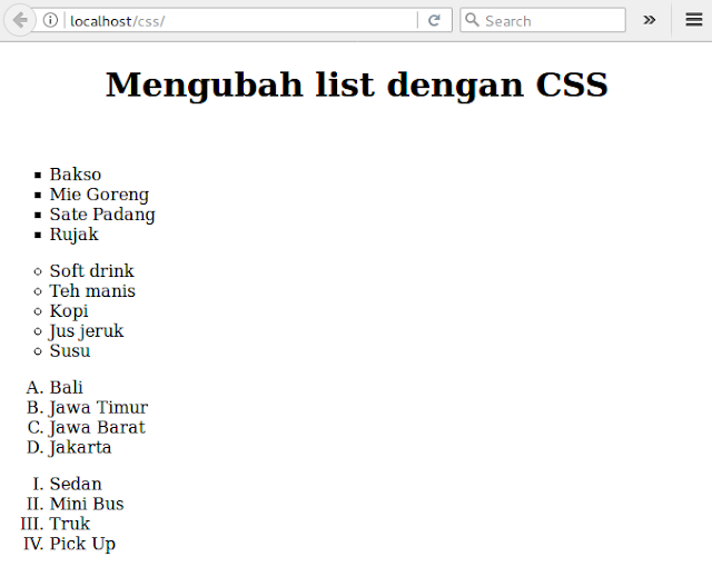 Belajar CSS Dasar Part 8 : Mengubah LIst Dengan CSS 