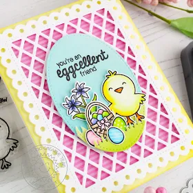 Sunny Studio Stamps: Frilly Frames Easter Wishes Stitched Ovals Friendship Card by Leanne West