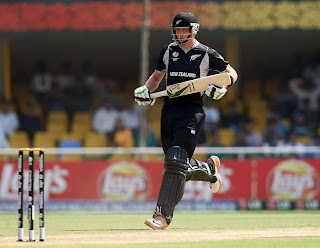 Martin Guptill was taking a single as he shared New Zealand's big opening stand with his partner, New Zealand v Zimbabwe, Group A, World Cup 2011, Motera, March 4, 2011