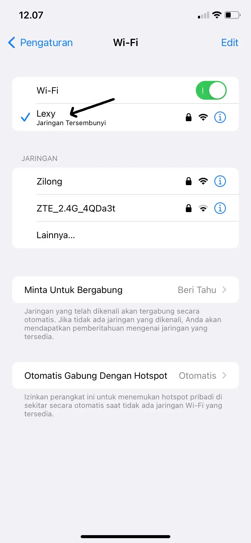 Jaringan Wifi Terhubung