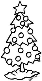 Christmas star and baubles decorated on the Christmas tree - Children's coloring page download free clip arts and drawings of Xmas(Christmas)