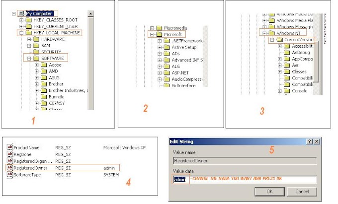 How To Change Registered Name and Registered Organization Name in Windows XP 