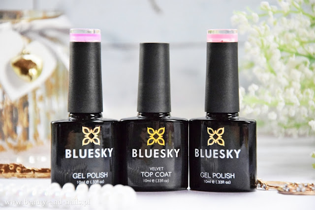 BLUESKY - lakiery hybrydowe nr A076 i DC36 + Top Coat Velvet.