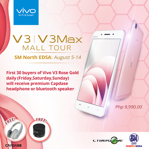 Freebies when you purchase a Rose Gold Vivo V3 phone this August