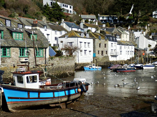 Cottages by harbour at Polperro, Cornwall