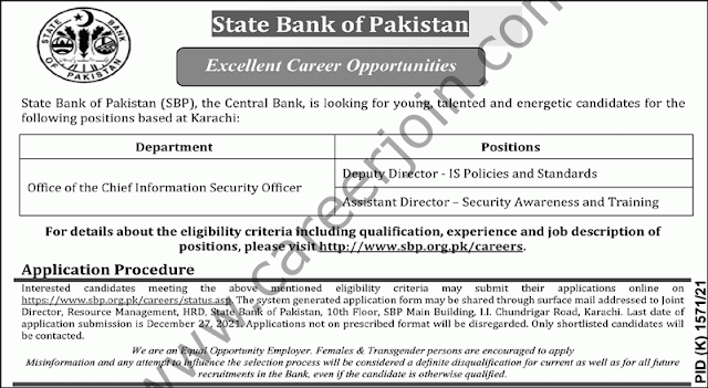  State Bank of Pakistan SBP Jobs December 2021