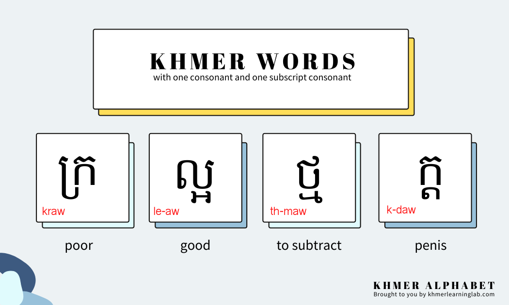 one khmer consonant join with one subscript consonant to form word