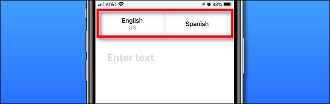 انقر على أي من اللغتين في "ترجمة Apple" على iPhone.