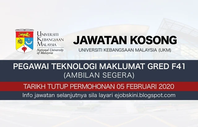 Jawatan Kosong Universiti Kebangsaan Malaysia (UKM) Februari 2020