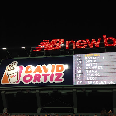 The David Ortiz Dunkin Dugout in the Bleachers, renamed for his final season as a player