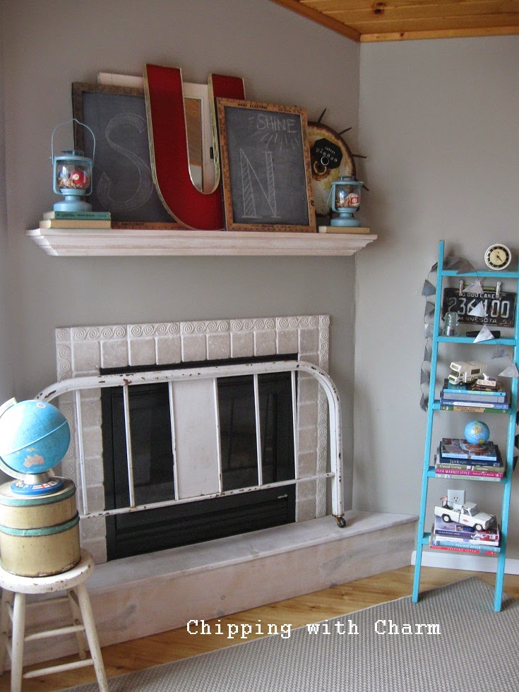 Chipping with Charm:  Sun Shine Spring Mantel...http://www.chippingwithcharm.blogspot.com/