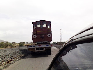 train engine on truck