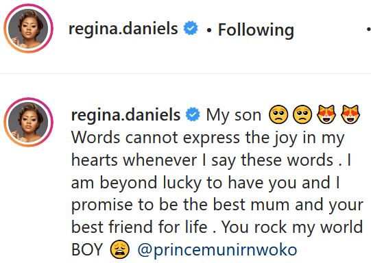 Actress, Regina Daniels Shares New Adorable Photos Of Her Son