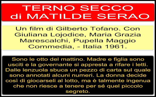 Sono le otto del mattino. Madre e figlia sono usciti e la governante si appresta a rifare i letti. Dalle lenzuola sbuca un pezzo di carta sul quale sono annotati alcuni numeri. La donna decide così di giocarseli al lotto, ma è talmente ingenua che non riesce a tenere per sé quel piccolo segreto.