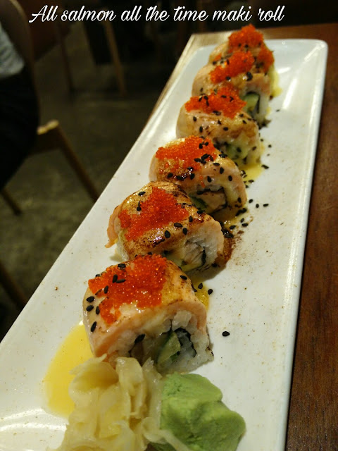 Paulin's Munchies - Standing Sushi Bar at Hitachi Towers - All salmon all the time maki roll