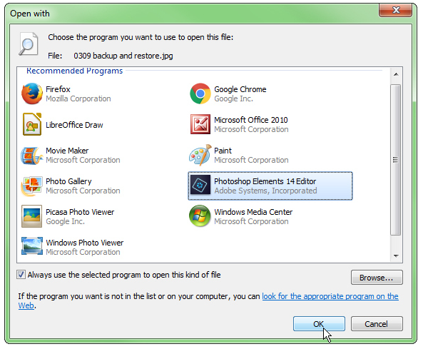 Set which program opens when you click a file