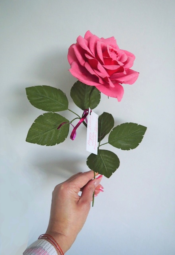 'Sisters'- Crepe Paper pink and Red Garden Roses