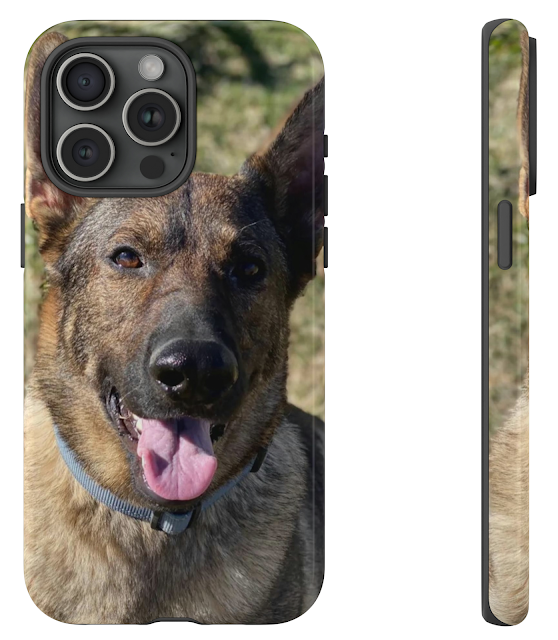 iPhone 15 Pro Max Tough Case With Close Up Face Sable Female German Shepherd