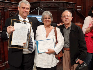 Chefe do Banco de Leite Humano do IFF, Franz Novak, Chefe da Divisão de Programas da Secretaria de Saúde, Maria da Conceição Salomão, e o marido, médico José Roberto Salomão