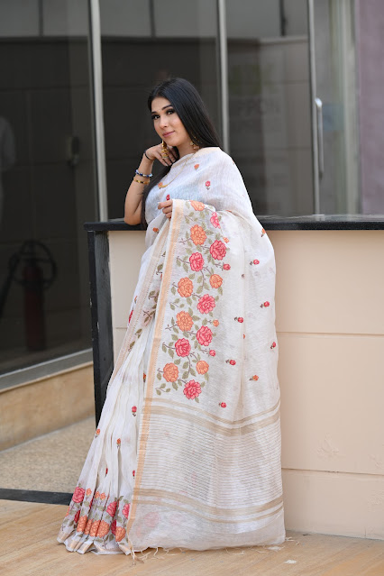 Linen saree