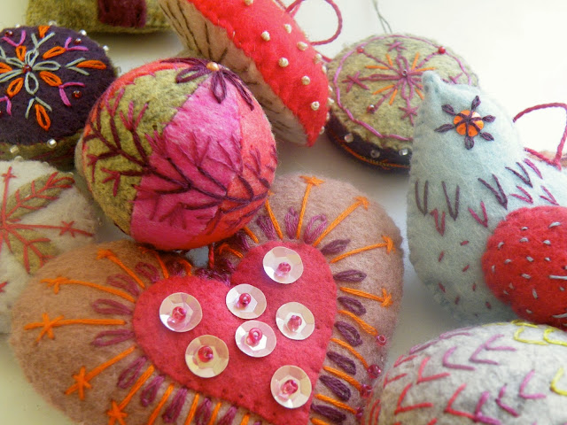 Felt decorations with hand embroidery