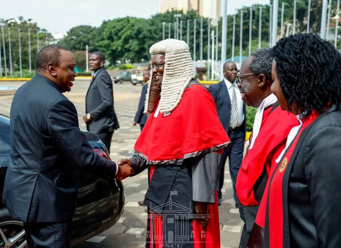 CJ David Maraga with President Uhuru Kenyatta. PHOTO | RMS