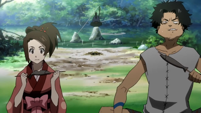 A comedy scene from the anime Samurai Champloo