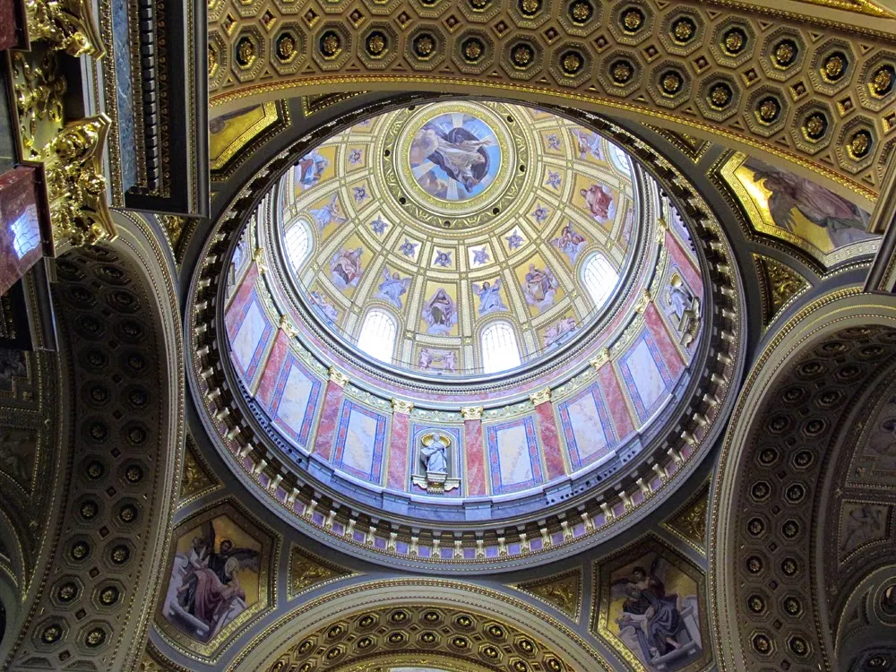 Stunning ceiling at the St Stephen's Cathedral in Budapest, Hungary