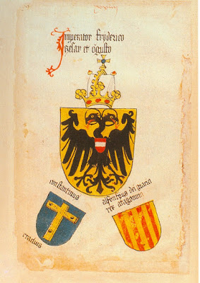 Armas do imperador Frederico III no armorial de Hans Ingeram (1459).