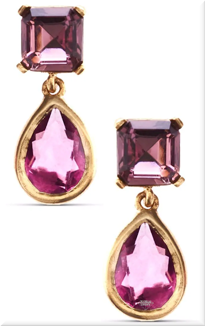 ♦Oscar de la Renta pink drop earrings #oscardelarenta #jewelry #pink #brilliantluxury