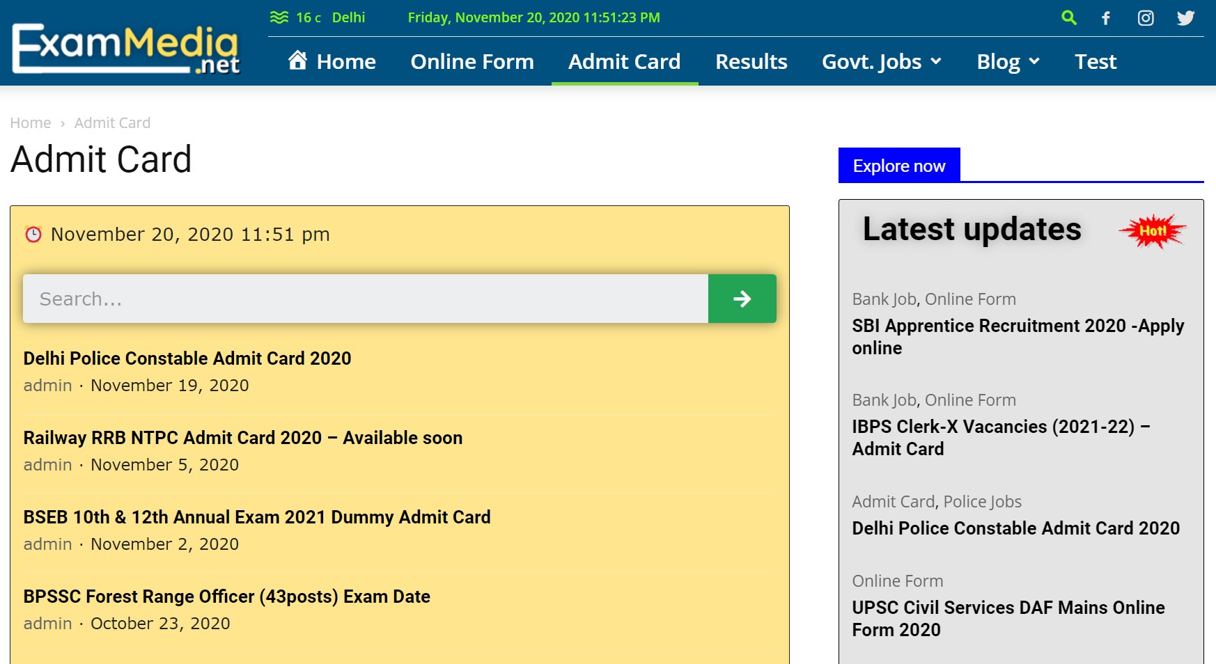 Exammedia Admit Card