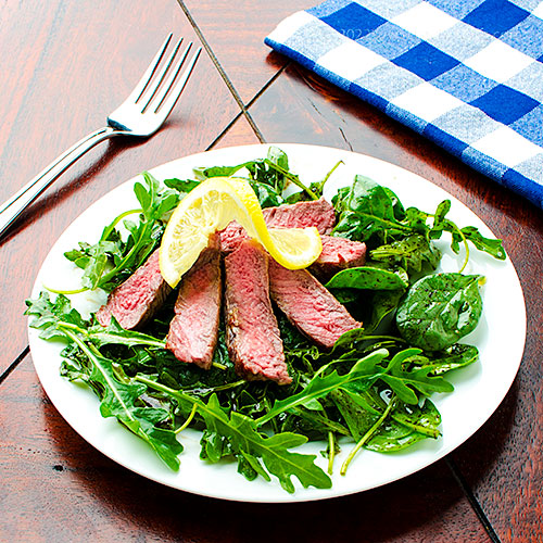 Seared Steak with Arugula and Spinach