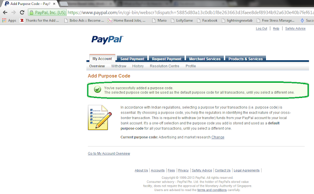 How to add purpose Code to the Paypal Account- Step 3