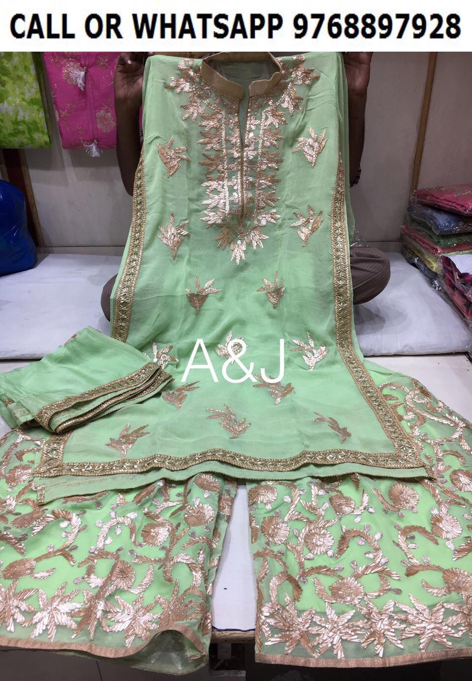 Kurta Sets & Suits | Readymade Mirror Work And Gota Patti Sharara Suit With  Dupatta. Size-XL | Freeup