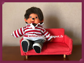 canapé fait main pour kiki ou monchhichi, handmade, menuiserie, meuble miniature poupée