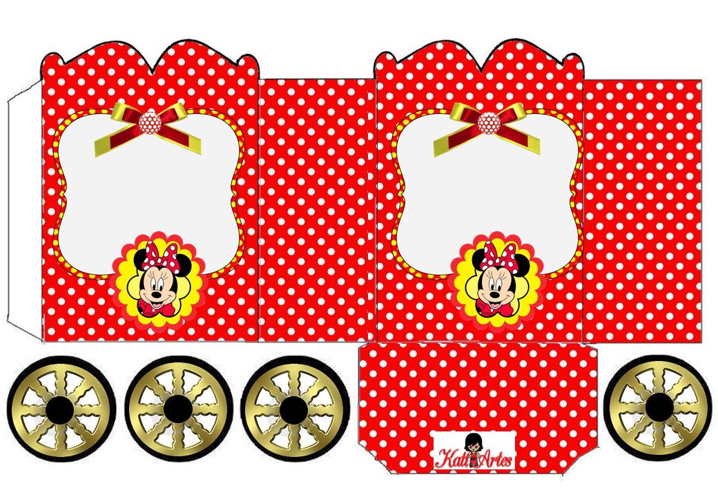 Minnie Red and Withe Polka Dots: Princess Carriage Shaped Free Printable Box.