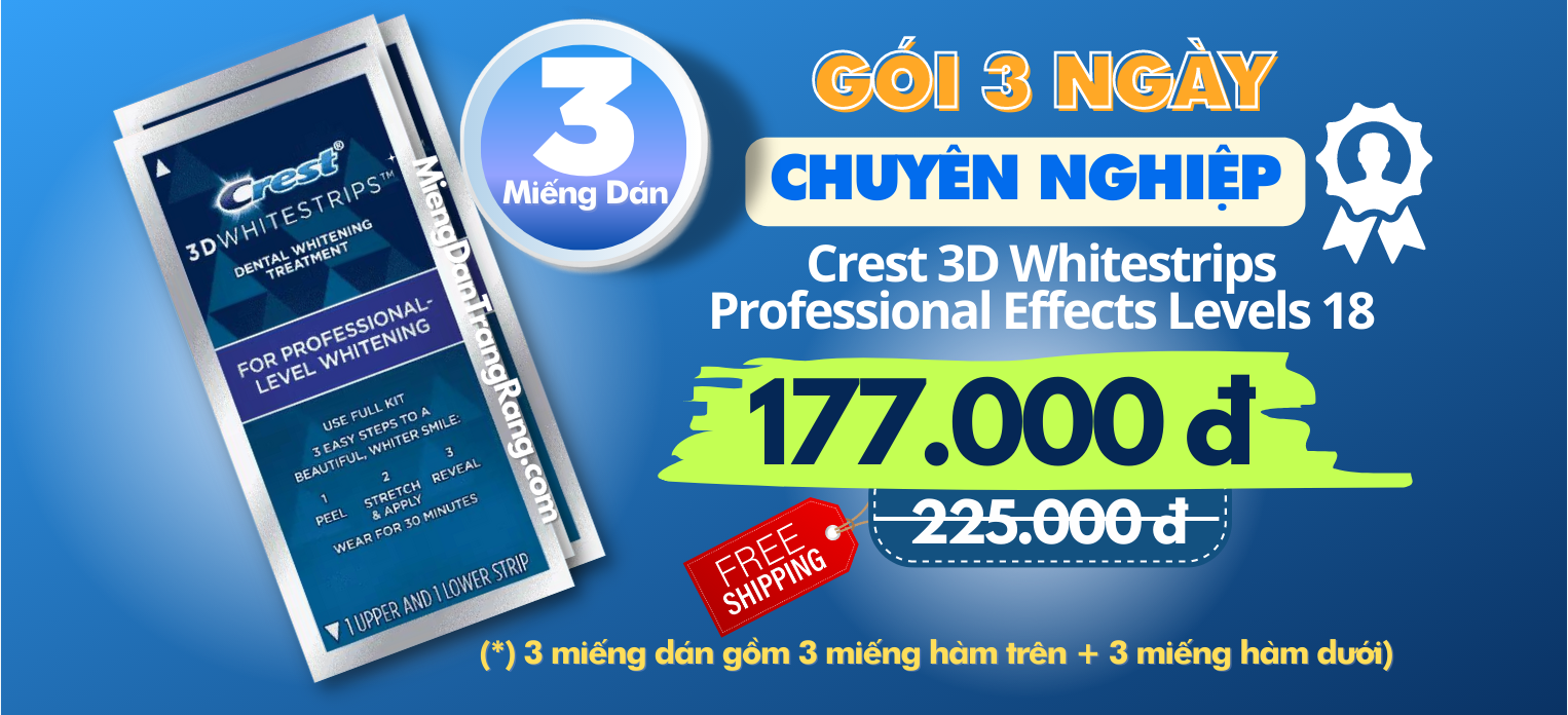 Miếng Dán Crest 3D Whitestrips Professional Effects Levels 18