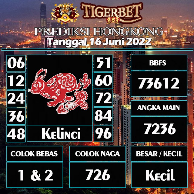 Prediksi Togel Hongkong Tanggal 16 Juni 2022 Tigerbet888