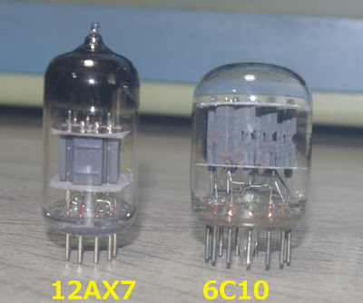 Picture of 12AX7 tube and 6C10 tube