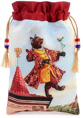 Baroque Bohemian Cats' Tarot, tarot bag drawstring pouch. The Fool. Tortie cat.