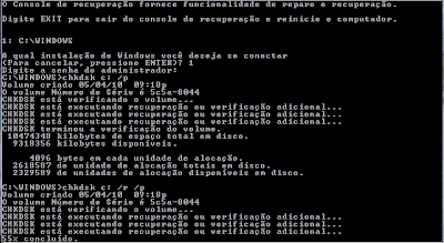 Resolvendo problemas de inicialização do Windows XP - Console de recuperação