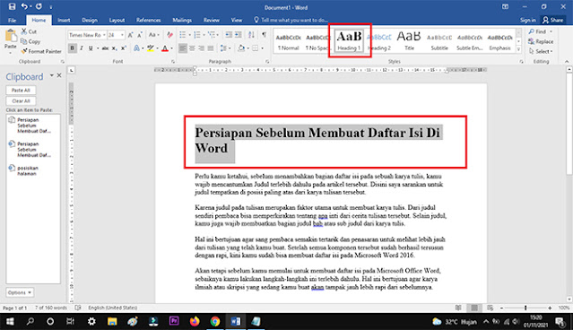 Cara Membuat Daftar Isi Otomatis Di Word 2016 #1