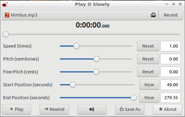 play it slowly main window