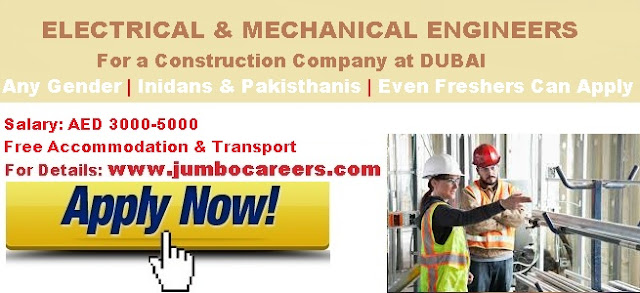 Mechanical Engineer vacancy for freshers in Dubai 2018. Electrical Engineer vacancy freshers in Dubai 2018. Engineering freshers salary in Dubai.