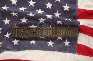 an American flag with the word Technology in it.