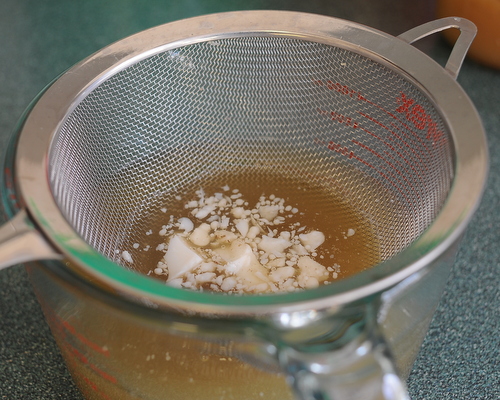 My favorite pot for a small batch of No-Big-Deal Homemade Beef Stock ♥ KitchenParade.com, how to turn making beef stock from a production into No Big Deal.