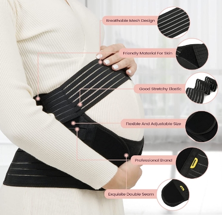SINROBO Maternity Belt, Pregnancy 3 in 1 Support Belt for Back /Pelvic/Hip/Waist Pain, Maternity Band Belly Support for Pregnancy with Lightweight Breathable Materials and Adjustable Size (Small, Black)