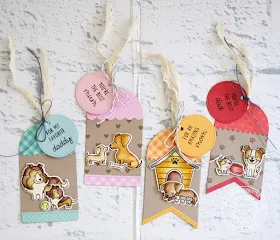 Sunny Studio Stamps: Puppy Dog Kisses Puppy Parents Build-A-Tag Puppy Themed Mom and Dad Tags by Lexa Levana