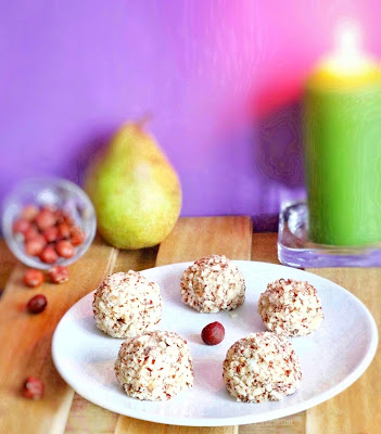 Pralines apéritives au fromage poire noisette